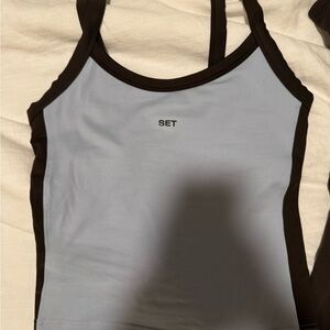 SET Active Light Blue and Brown Tank Top